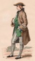 Gravure : Gentilhomme en costume de chasse (XVIIIème siècle)