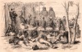 Gravure : Zouaves au repos